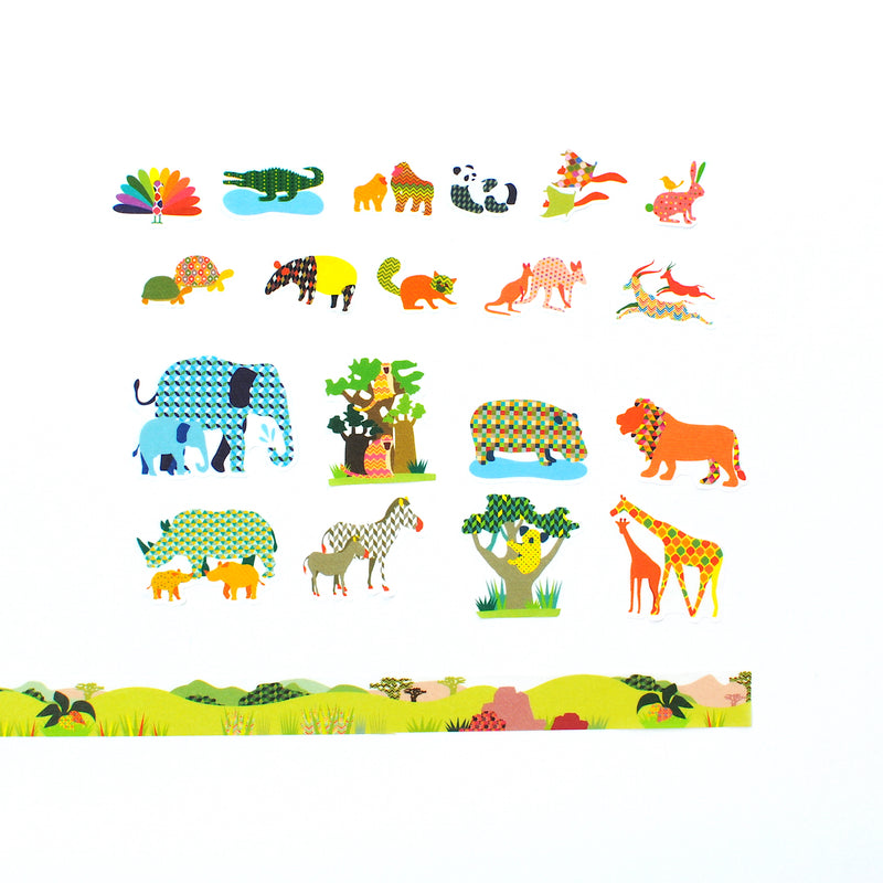 Bande Washi Roll Stickers -Colorful Safari-