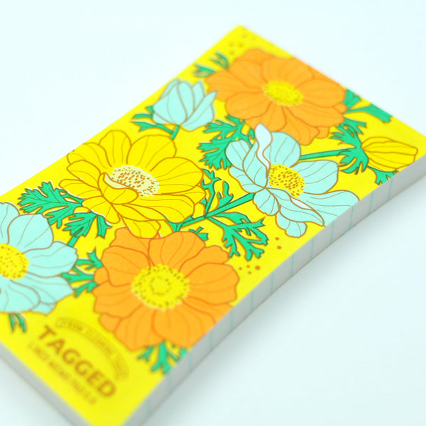 Hi-Mojimoji Tagged Memo Pad Flower -Orange-Yellow-