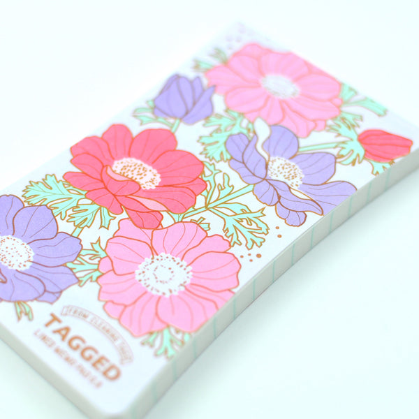Hi-Mojimoji Tagged Memo Pad Flower -Purple-Pink-