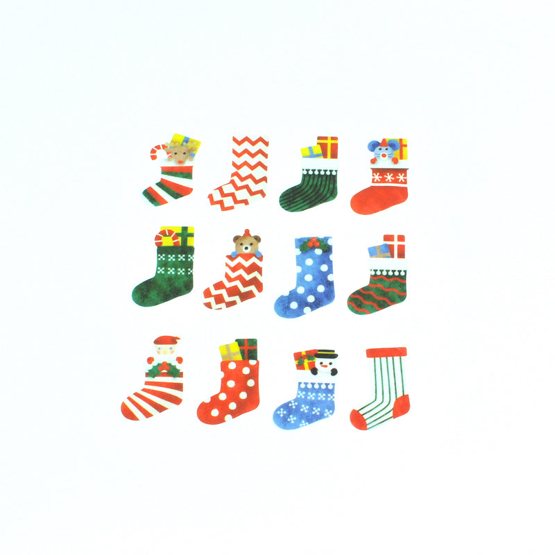 Bande Washi Roll Stickers -Christmas Ornaments Socks-